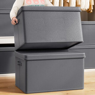 Zhewei clothes storage box for clothes and quilts, hard shell, durable, large capacity, covered, extra thick, foldable storage box, extra large 1 piece, 46*36*26cm, laminating process, stains can be cleaned better, storage box with lid
