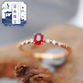 Qingyu quality ruby ring for women, pa shiyun french pigeon blood ring s925 silver inlaid with diamonds, light luxury commuting, ruby size 6