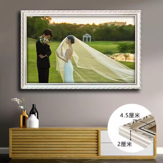 Fantasy wedding photography family portrait photo frame plus washed photo development photo enlargement studio photo wall hanging picture frame customization modern silver plus frosted photo fade anti-reflective 30 inches 50x75