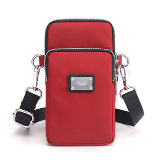 Jipindi autumn and winter mobile phone small bag arm bag 2024 men and women mini vertical oxford cloth bag three-layer crossbody lightweight sports bag burgundy