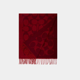 Coach classic logo letter printed sheep wool scarf unisex couple style cu807 red