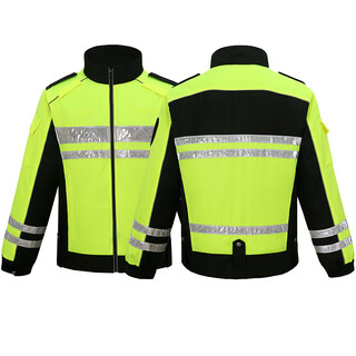 Tuolang traffic reflective cotton clothing in winter, thickened and velvet, road administration and highway patrol, winter security cotton clothing to protect against cold, hoodless cycling clothing, cotton clothing, top is not rainproof and detachable, 2xl 180 size is too large, do not buy too big