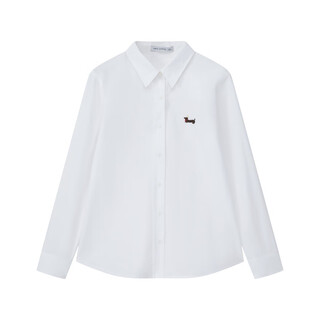 Vega chang shirt for women 2025 new style puppy embroidery simple youthful basic style pearl white m
