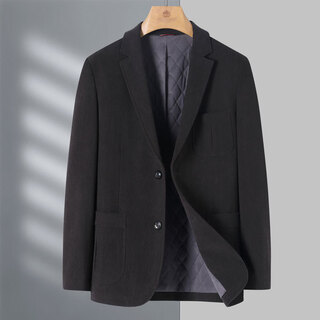 Dances with wolves (dancing wolves) suit jacket corduroy quilted thickened large size men's 2025 autumn and winter casual suit men's thickened woolen suit black m 170