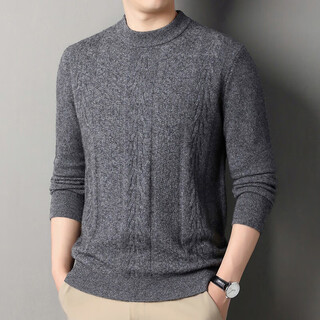 Deer king optim high-end brand cashmere sweater men's sweater 2025 winter new thickened and warm 100 pure cashmere bottoming sweater acacia gray m 165 recommended weight 100-120jin jin equals 0.5 kg