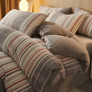 Mercury series home textiles 180 count class a thickened milk velvet coral velvet bed four-piece set winter imitation cashmere three-piece bed sheet quilt cover weimo-color pattern 1.8m bed sheet four-piece set