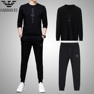 Ax armani sports suit spring men's trendy casual two-piece set youth mercerized cotton round neck long sleeve trendy black 9320 m 165