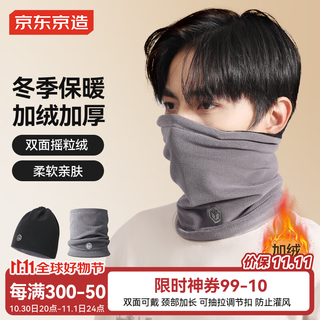 Made in tokyo, scarf with velvet and thickening, cycling warm and cold-proof hat, windproof and dustproof mask for men and women, turban, black and gray