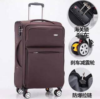 Multifunctional oxford cloth suitcase trolley case with universal wheels, high-end suitcase for male and female students, exquisite password box, brown upgraded version 30 inches