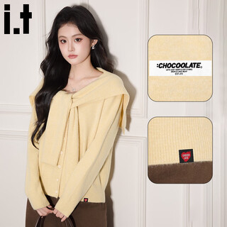 Chocoolate it women's trendy brand temperament shawl sweater knitted cardigan for women 2025 autumn and winter popular loose casual top yellow one size