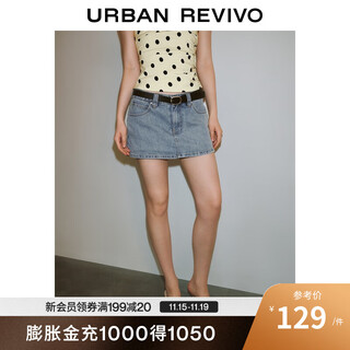 Ur2025 summer new women's fashion retro casual belt decorated culottes denim shorts uwg850131 blue 25