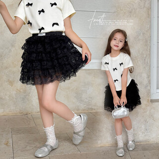 Tutu little elephant girls short skirt children's cake skirt parent-child skirt lace skirt black 130 height about 130cm
