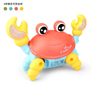 夜市地摊拉线牵绳动物玩具儿童电动小螃蟹宝宝拉着走路小孩子牵引 萌趣小螃蟹随机一款 厂配：送牵绳不带电池