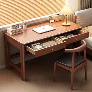 Hibiscus solid wood desk 90 long small apartment study table 1.1/1.3 meters home writing desk with drawer study desk walnut color solid wood single table 110*50*75cm ready for delivery - delivery to home