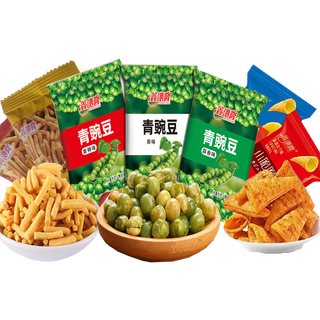 Xinqinlong green beans, shrimp crackers, crispy corners combination pack, independent small packaging, office casual puffed snacks gift pack, 3 packs of green beans + 3 packs of crispy crisps, + 3 packs of shrimp crackers, random flavor