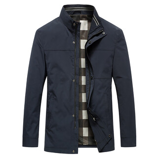 Boss men's spring and autumn jacket 2024 new parka style business casual stand collar jacket men's high-end jacket dark blue l 175