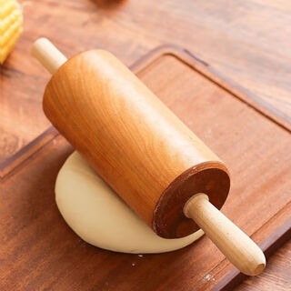 Vinoa rolling pin solid wood oil hammer walking hammer rotating shaft rolling pin commercial new sauce-flavored cake fried dough sticks small roller rod length 35 cm 14cm