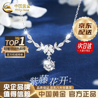 China gold s999 pure silver wisteria flower necklace for women, light luxury, niche temperament, high-end sense, wedding, girlfriend birthday gift, today/next day delivery *wisteria flower necklace, brand gift box