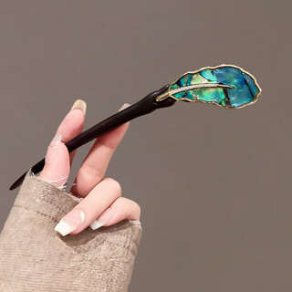 Lansill high-end mother-of-pearl ebony hairpin for women, ancient style, high-end wood hairpin, chinese-style hairpin, birthday gift f3543 banana fan ebony hairpin