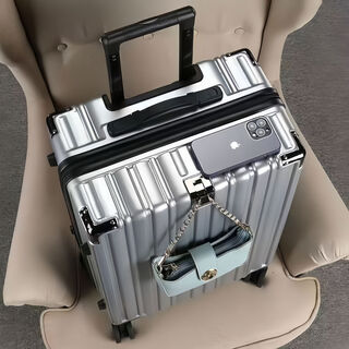 Hecheng 2025 new suitcase suitcase trolley case universal wheel female male student 26 boarding password leather box fashion silver 22 inches