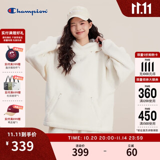 Champion champion imitation sherpa hooded sweatshirt women's winter new casual warm campus trend brand off-white l