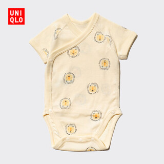 Uniqlo infant joy of print short-sleeved 1-piece cotton jumpsuit 473850 473851/41 apricot 60cm