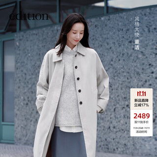 Edition dong jie's same style windbreaker jacket for women 2025 autumn new shirt collar long windbreaker jacket mineral gray s