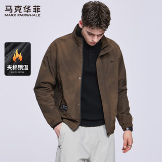 Mark huafei fine texture windproof stand collar jacket men's 2025 autumn new outdoor casual jacket trend 1098 brown thickened quilted l 175