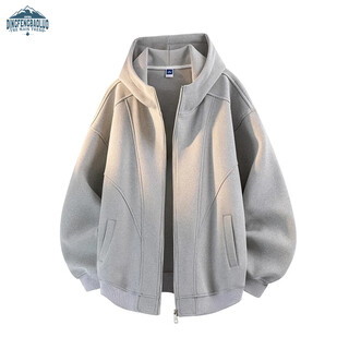 Dingfengbaoluo cardigan sweatshirt men's autumn casual loose hooded jacket american splicing boys' top ex02 hemp gray 3xl