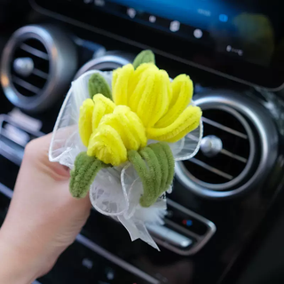 Yusenyi car aromatherapy car air outlet perfume handmade diy material pack twist stick tulip bouquet gift for women bright yellow tulip material pack free teaching video 1g