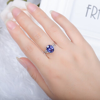 Reza s925 silver sapphire ring women's tanzanite sapphire ring live women's ring gemstone jewelry jewelry ring 92