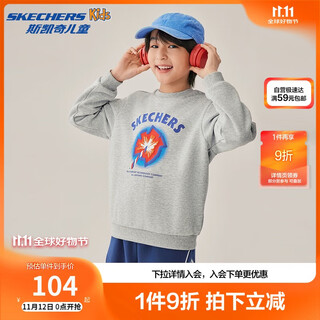 Skechers skechers children's autumn fashion round neck pullover sweatshirt for boys and girls loose knitted casual top l425k030