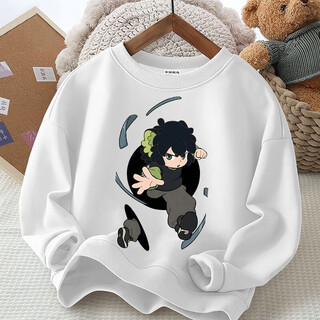 Shantou lincun luo xiaohei clothes cute space luo xiaohei spring, autumn and winter small, medium and large men and women children's color round neck sweatshirt thickened wide white round neck heavyweight sweatshirt 110