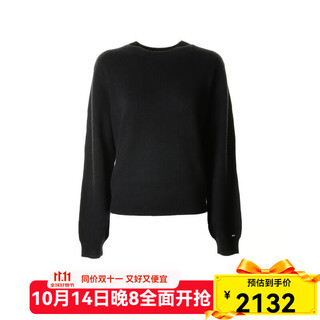 Tommy hilfiger women's sweater warm and comfortable black cotton autumn and winter daily knitting basics black one size | l