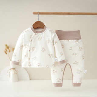 婴儿40g夹棉分体套装新生宝宝a类保暖内衣秋冬季高腰免脱加厚衣服 卡色小象 66 cm(适合9-13斤)_偏小偏瘦