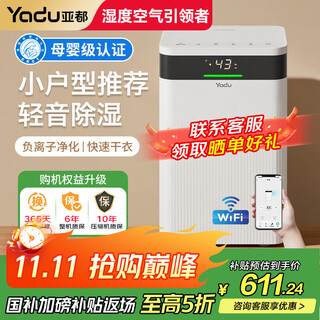 亚都除湿机/抽湿器 家用小型办公室宿舍 静音室内防潮防霉12L 母婴儿童房负离子抗菌净化干衣机YD-C12A