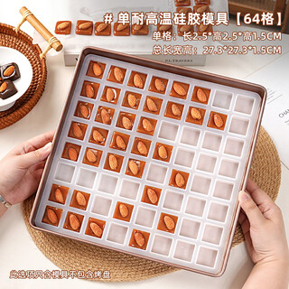 Ten color life toffee mold square silicone 64 grid ice cube mold chocolate handmade brown sugar home commercial baking 64 grid square silicone mold free decorating bag x10