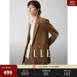 Elle caramel warm brown french contrast corduroy suit jacket women's 2025 winter new silhouette suit light brown s