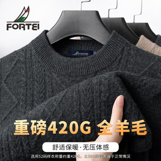 Rich 100% pure sheep wool heavyweight 420g men's sweater winter men's thickened warm round neck wool sweater for men