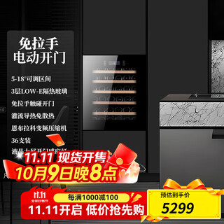 Faseeny home fully embedded wine cabinet constant temperature wine cabinet built-in wine storage and preservation cabinet seamless built-in wine cabinet wine storage cabinet refrigerated cabinet 696 high electric door opening frequency conversion/heat-free 36 bottles