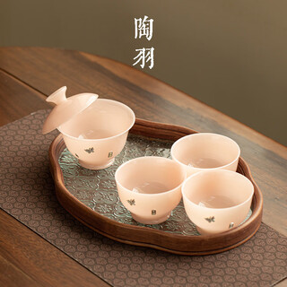 Tao yu, raw jade, ice seed, jade porcelain, curium nails, tea bowl small set, home ceramics one bowl, two cups, kung fu tea set, raw jade, ice seed jade porcelain, curium nails, tea bowl small set