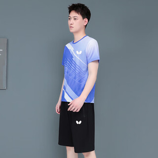蝴蝶球衣乒乓球服套装2025夏季新款男女运动休闲透气羽毛球服训练套装 蓝色【HD-2207套装男】 L