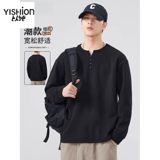 Pure (yishion) henry collar men's long-sleeved t-shirt autumn trendy tops plus velvet autumn and winter sweatshirts for men with inner bottoming shirts for men 1309 black 2xl 140-160jin jin is equal to 0.5 kg