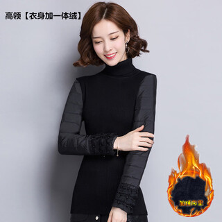 Carsemkeitn down sleeves cotton sleeves bottoming shirt women's winter sleeves thickened sweater with fur vest knitted slim-fitting t-shirt black turtle collar body plus integrated velvet s recommended 80-95jin jin is equal to 0.5kg