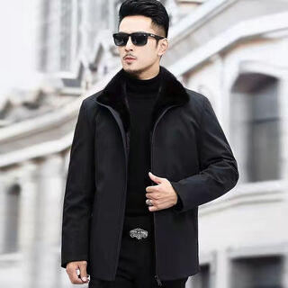 Hengyuanxiang whole mink jacket men's removable mink liner nikon short mink coat fur one-piece fur coat black shell black liner same style in the mall 3xl 145-165jin jin equals 0.5 kg same style in the mall