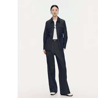 Aum easy suit aum 2025 winter new zipper patch pocket casual denim shirt trousers for women blue top m