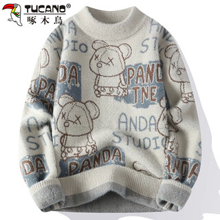 Woodpecker (tucano) sweater men's winter half-turtleneck sweater thickened warm wool inner layering shirt clothes men's beige xl