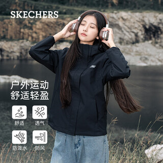Skechers women's autumn new sportswear comfortable breathable casual wear outdoor windproof hooded woven jacket l