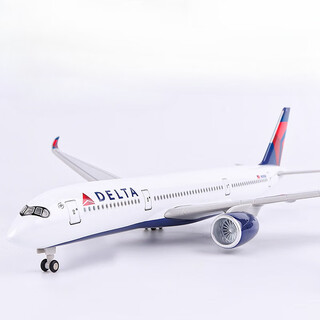 Junmin delta airlines a350 aircraft model simulation passenger aircraft with lights and landing gear static ornaments gift collection 30cm with wheels and lights delta airlines a350