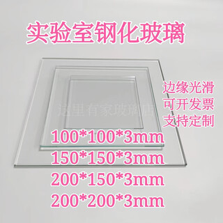 ZHIO定制mm实验室玻璃板实验室玻璃片板耐高温玻璃板小尺寸钢化玻LB 2 200x200mm/hl